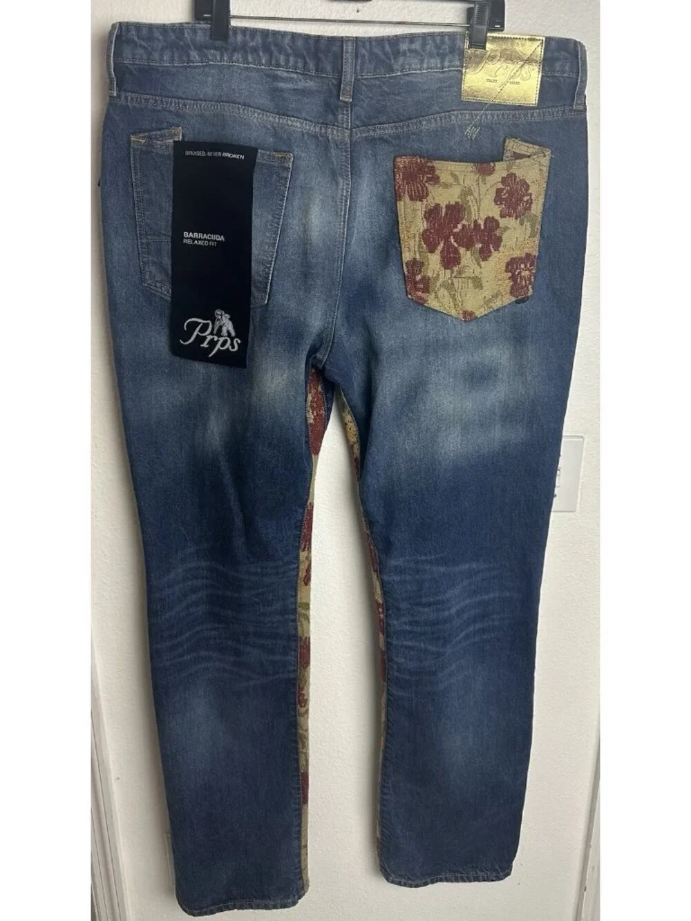 PRPS Deer Valley Tapestry Jeans Men’s 42 Barracuda Relaxed Fit NWT Indigo